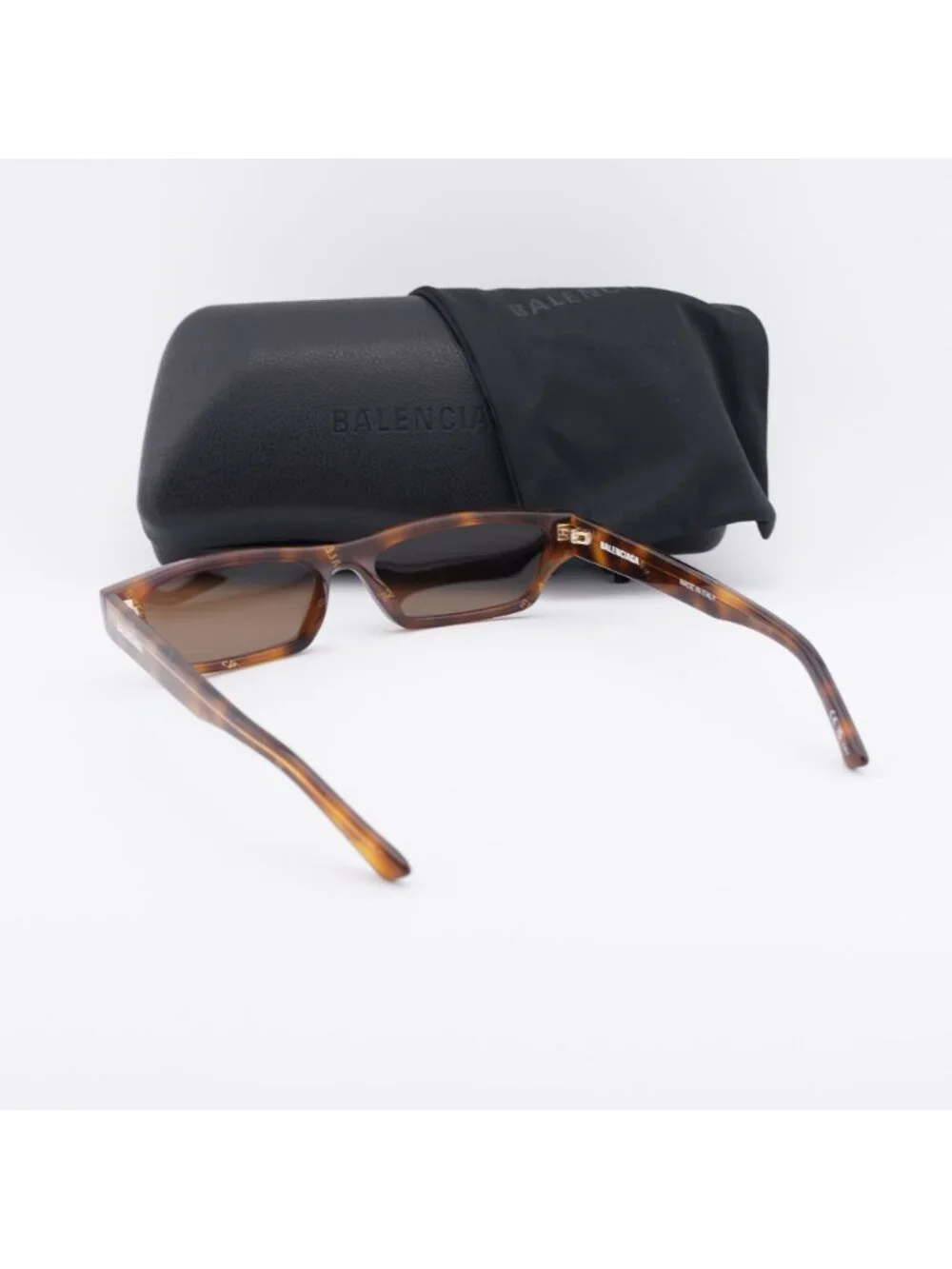 Balenciaga BB0075S 002 Rectangle Sunglasses - Havana / Brown